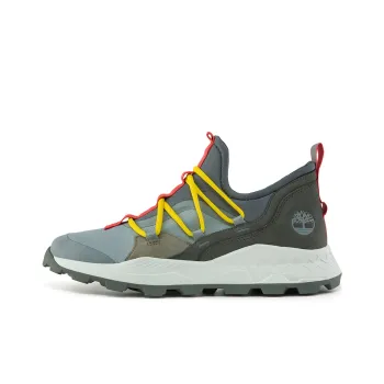 Timberland Brooklyn Leather And Fabric Oxford Trainers 'Medium Grey Mesh With Red'