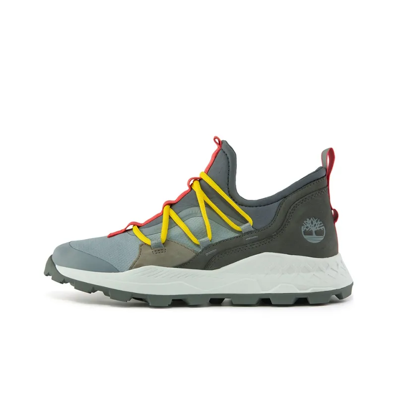 Timberland Brooklyn Leather And Fabric Oxford Trainers 'Medium Grey Mesh With Red'-0