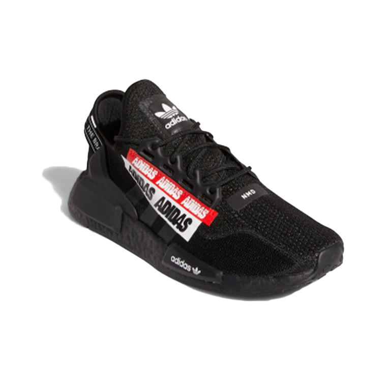 adidas nmd black black red