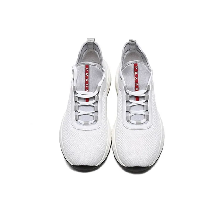 PRADA Shock Absorbing, Non Slip, Wear Resistant, Breathable And Lightweight Low Top Sports Casual Shoes Men's White-3