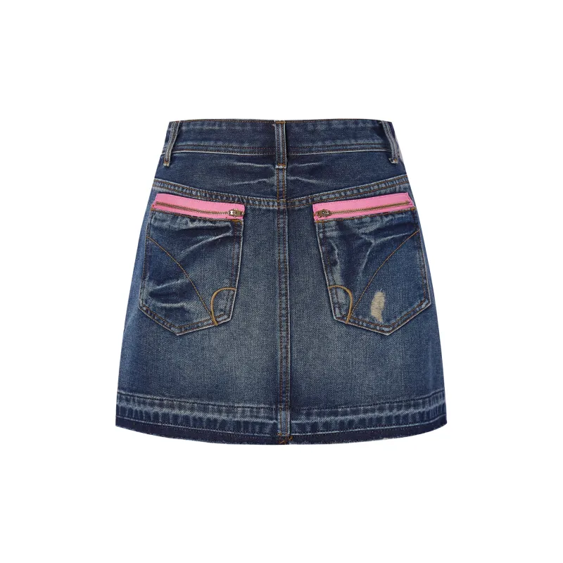 I'M ONE Denim Short Skirts Women's Vintage Denim Blue-1