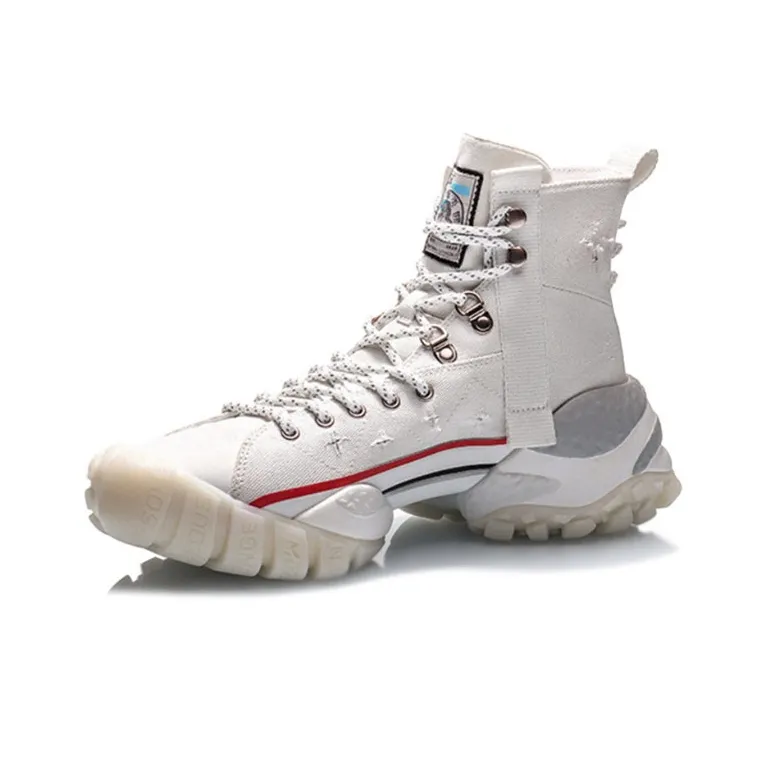 LiNing CF Mouse Bite Sky Open Cushioning Anti Slip And Wear Resistant High Top Sports Casual Shoes Men's White-1