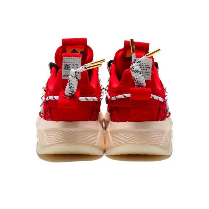 Atmos x LiNing Pan Gu Titan 20SP S Cushioned Slip Resistant Low Top Casual Shoes Women's Red-3