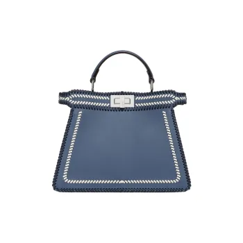 FENDI Peekaboo ISeeU Calfskin Shoulder Bag, Crossbody Bag, Handbag Small Size Women's Blue