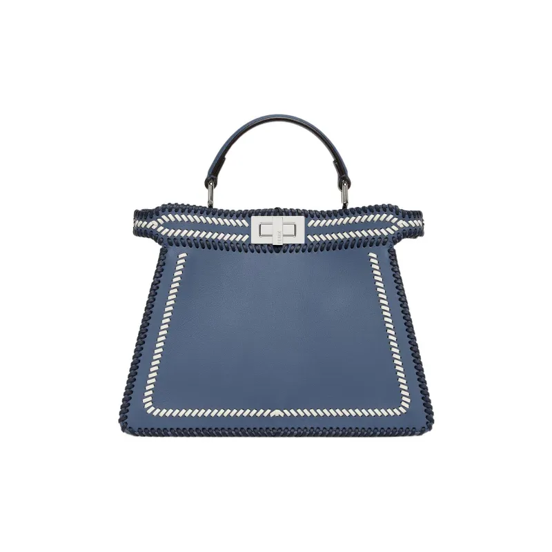 FENDI Peekaboo ISeeU Calfskin Shoulder Bag, Crossbody Bag, Handbag Small Size Women's Blue-0