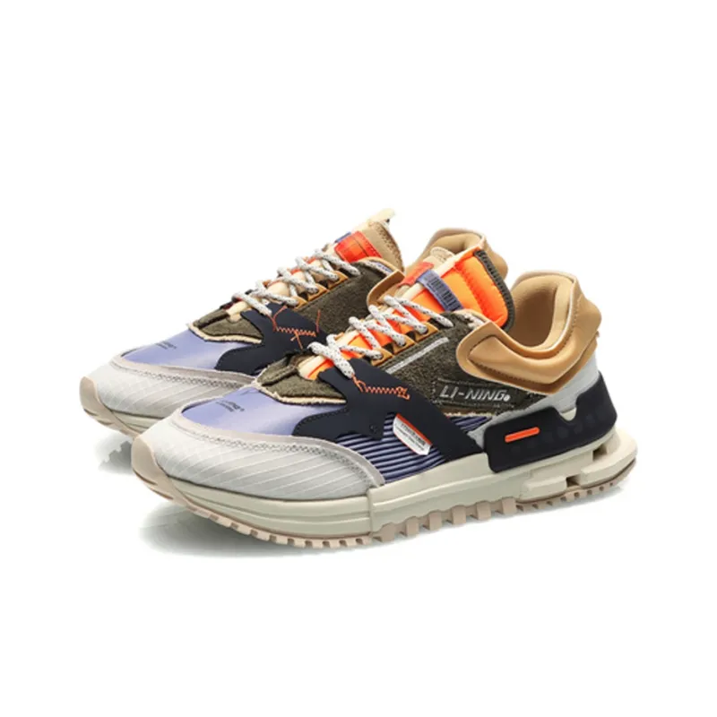 LiNing 001 Slip Resistant, Breathable, And Supportive Low Top Casual Shoes Men's Gray Green Purple-2