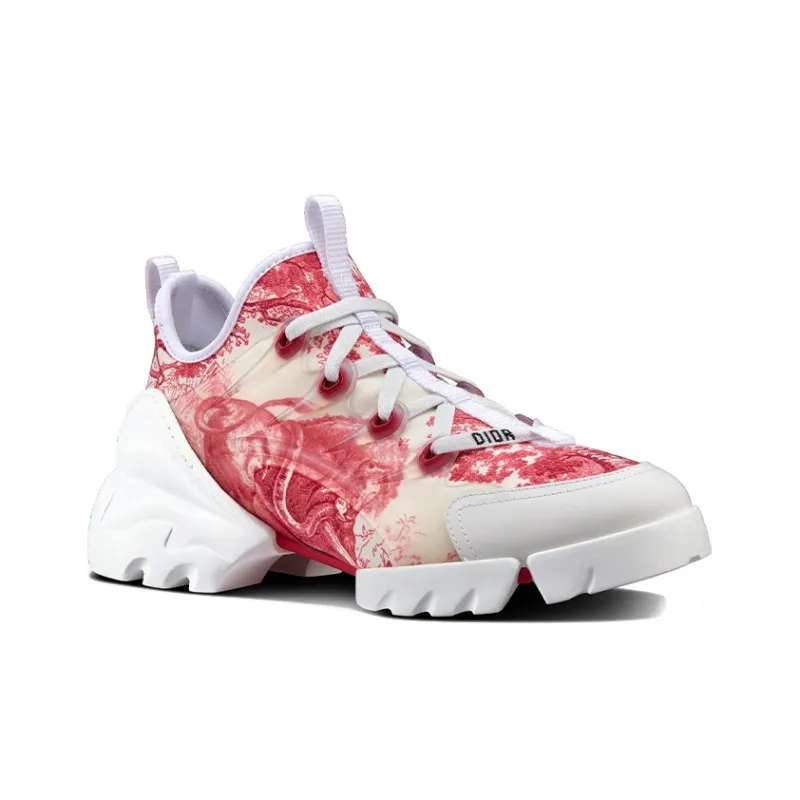 DIOR D-Connect Low-Top Casual Shoes Women's Red-2