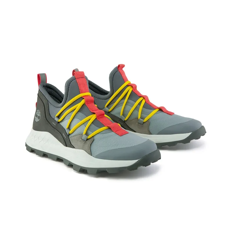 Timberland Brooklyn Leather And Fabric Oxford Trainers 'Medium Grey Mesh With Red'-3
