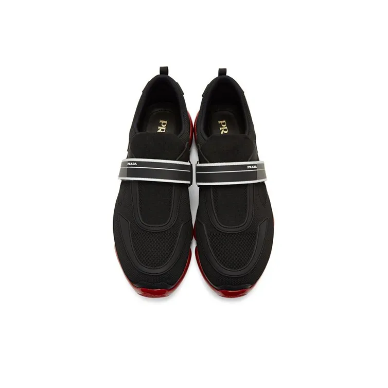 PRADA Cushioning Anti-Slip And Wear-Resistant Low-Top Casual Shoes For Everyday Life Men's Black Red-2