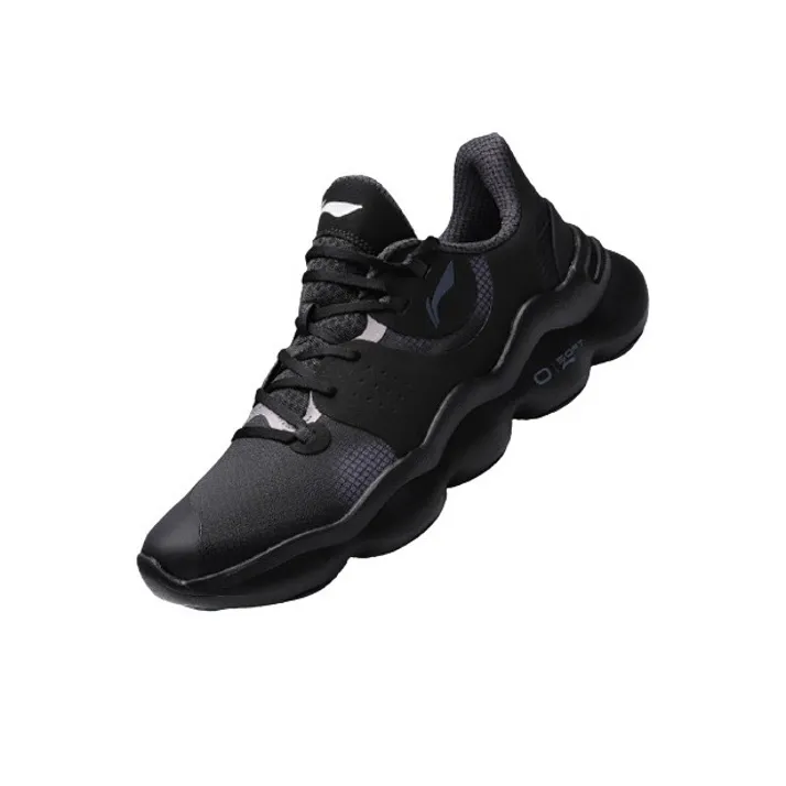 LiNing Soft Bubble Cushioning Anti Slip And Wear Resistant Low Top Sports Casual Shoes Black Purple-2