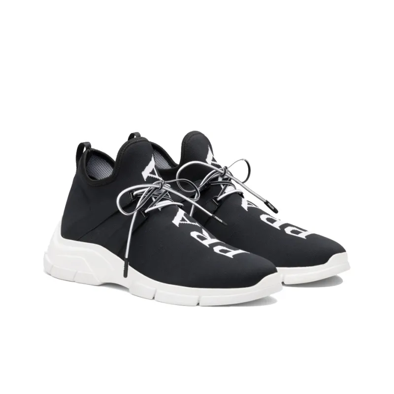PRADA Knit Fabric Sneaker 'Black White'-1