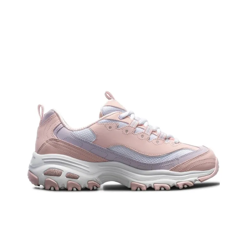 Skechers D'LITES 1.0 D'LITES Milk Tea Bear Cushioning Low Top Casual Shoes Women's White Pink-1