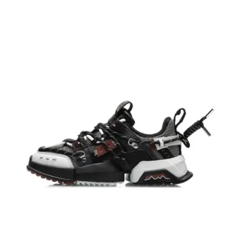 LiNing Cherry Blossom Durable Breathable Low Top Casual Shoes Unisex Black Gray