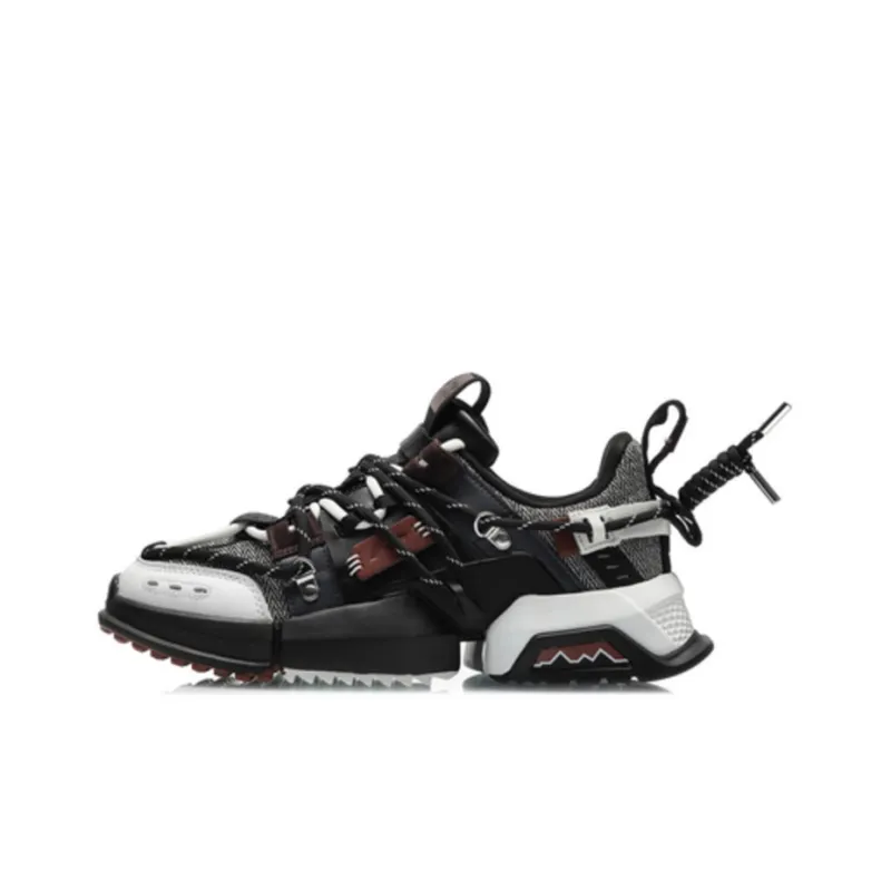 LiNing Cherry Blossom Durable Breathable Low Top Casual Shoes Unisex Black Gray-0