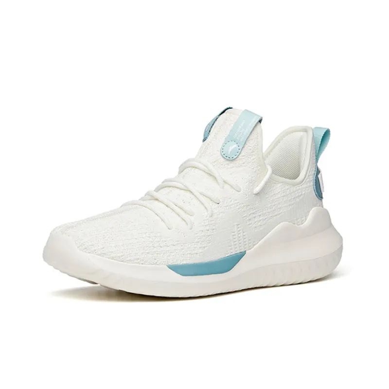 Anta Cushioned Slip Resistant Abrasion Resistant Breathable Low Top Casual Shoes Men's White Blue Green-2