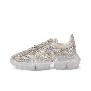 Jimmy Choo Diamond F Low Top Sports Casual Shoes Women's Silver