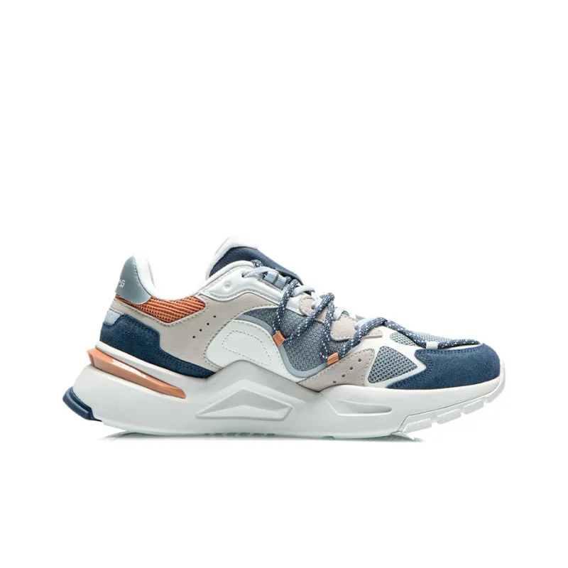 LiNing Reverse Fantasy Cushioned Slip-Resistant Low-Top Sports Casual Shoes Men's Gray Blue-1