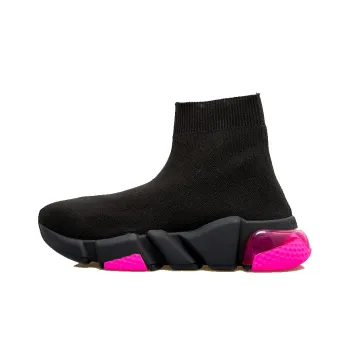 Balenciaga Speed Trainer Clear Sole Black Fluo Pink Women's
