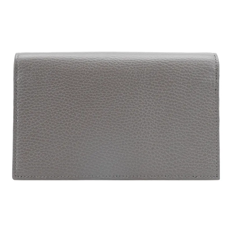 GUCCI Double G Leather WOC Chain Shoulder Messenger Bag Gray-2