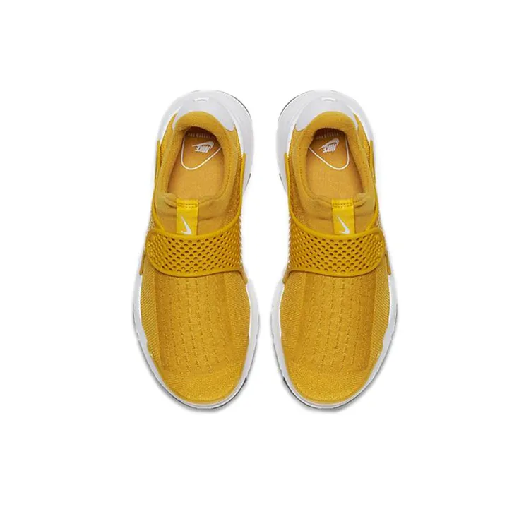 Nike Sock Dart Shock Absorbers With Slip Resistant Features Low Top Casual Shoes Women's Yellow White-3