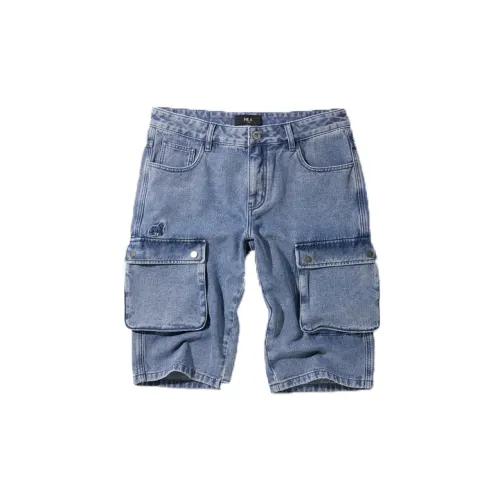 Agaho X HLA Casual Shorts Men Blue Gray Ox Transition Color