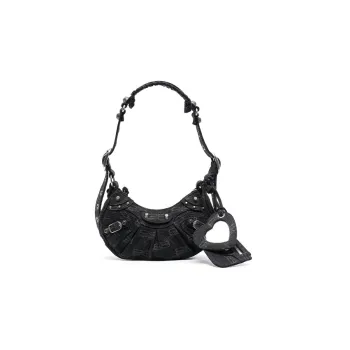 Balenciaga Le Cagole Cotton And Denim Crossbody Bags Shoulder Bags Mini Women's Black