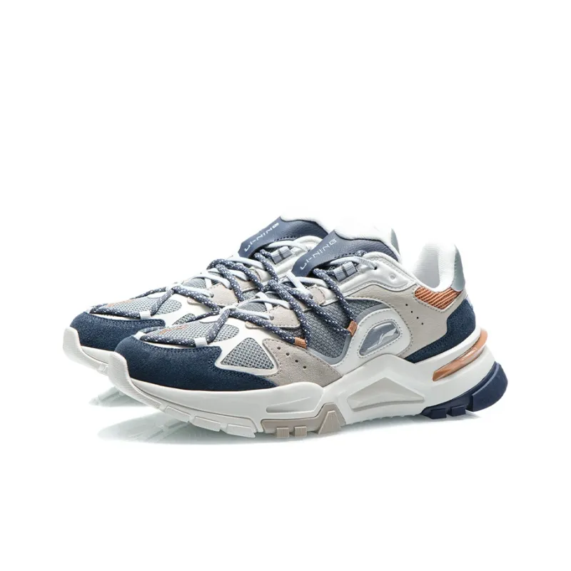LiNing Reverse Fantasy Cushioned Slip-Resistant Low-Top Sports Casual Shoes Men's Gray Blue-2