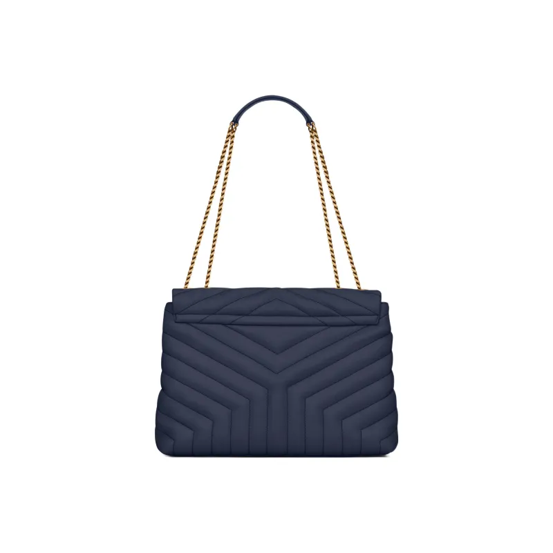 SAINT LAURENT LOULOU Quilting Calfskin Chain Bag Crossbody Bag Shoulder Bag Women's Ocean Blue-2