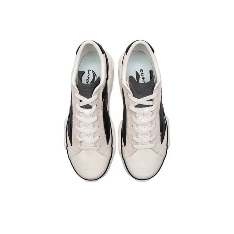 LiNing Wave Anti-Slip Wear-Resistant Breathable Coverage Balance Low-Top Casual Shoes Men's Mist White-2