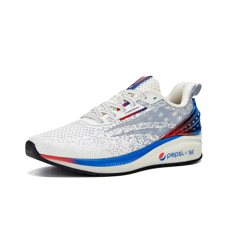 Pepsi x 361° QU!KFOAM Cushioned Slip Resistant Abrasion Resistant Low Top Running Shoes Men's White Blue-1
