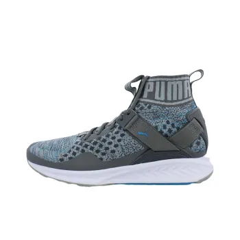 PUMA IGNITE EvoKnit Cushioned Slip-Resistant High-Top Casual Shoes Unisex Gray Blue