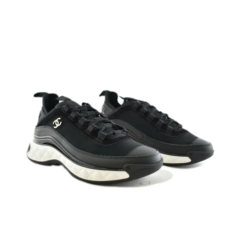 CHANEL Velvet Calfskin & Mixed Fibers Sneaker 'Black'-3