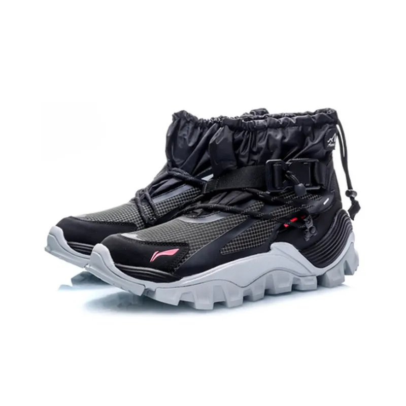 LiNing Aurora Mountain Travel Anti Slip Wear Resistant And Coverage Warm High Top Casual Shoes Men's Black-2