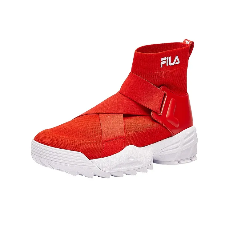 FILA Disruptor Cushioning Anti Slip Wear Resistant Breathability High Top Athletic Shoes Women's Red-2