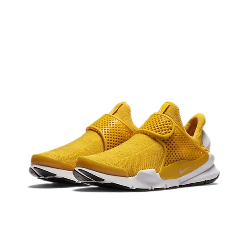 Nike Sock Dart Shock Absorbers With Slip Resistant Features Low Top Casual Shoes Women's Yellow White-2