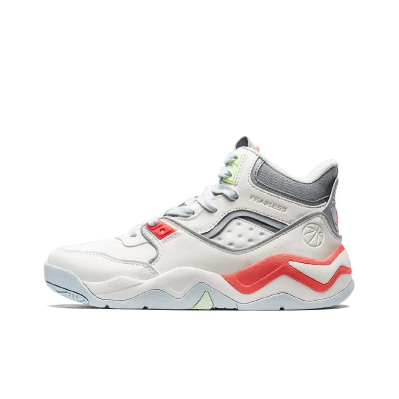 XTEP Anti Slip Wear Resistant High Top Sports Casual Shoes Women's White Gray-0
