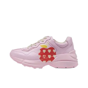 GUCCI Rhyton Heart Apple Pattern Low Top Casual Shoes Women's Pink