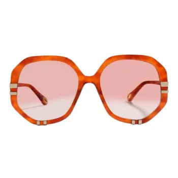 Chloe Plate Frame Irregular Shape Sunglasses Women's Tortoiseshell