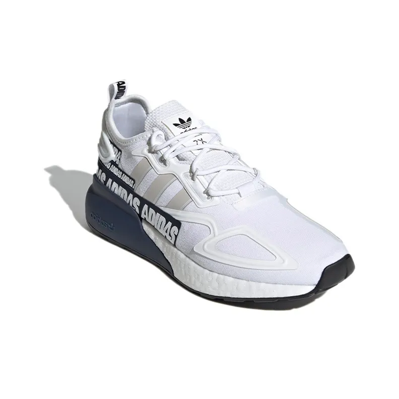Adidas Zx 2K Boost Bold Logo Graphic White Navy-2