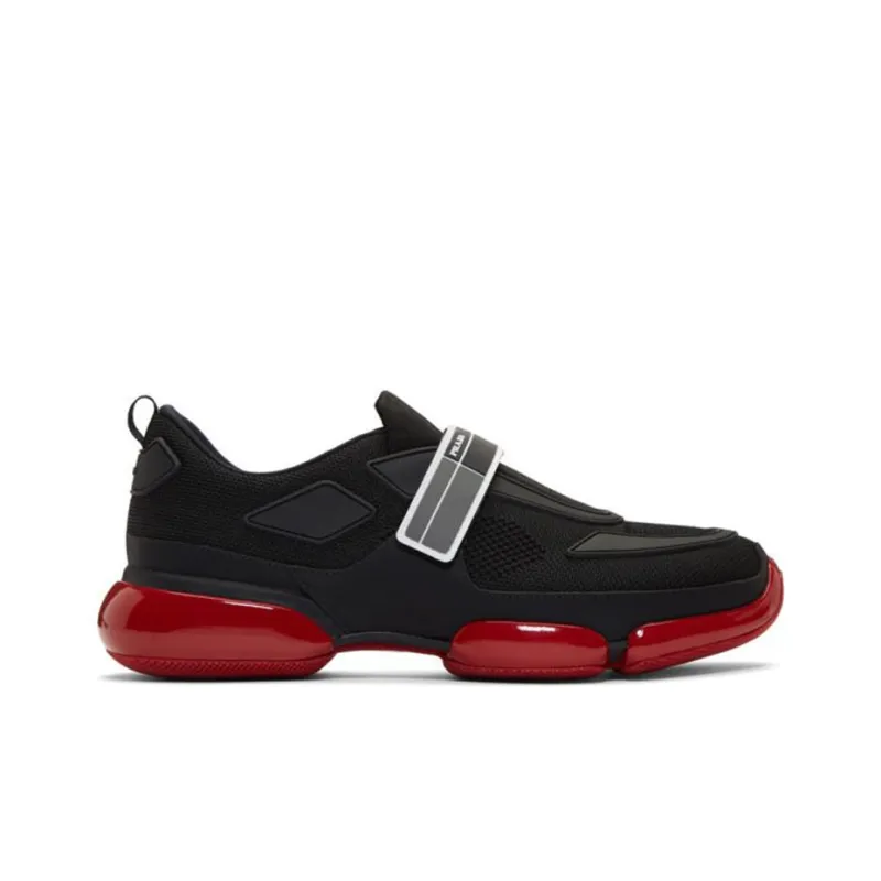 PRADA Cushioning Anti-Slip And Wear-Resistant Low-Top Casual Shoes For Everyday Life Men's Black Red-1