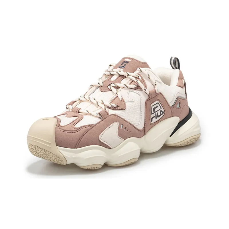 FILA FUSION Ugly Cushioning Anti-Slip Wear-Resistant Breathability Low-Top Casual Shoes Women's Deer Powder-1