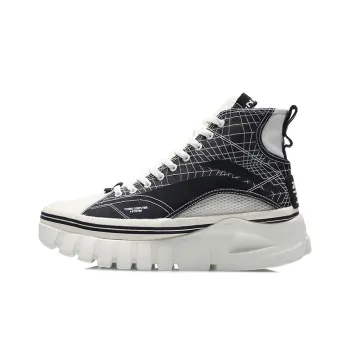 LiNing Wave BOOT Cushioning Anti Slip Wear Resistant Breathability High Top Sports Casual Shoes Men's Black White