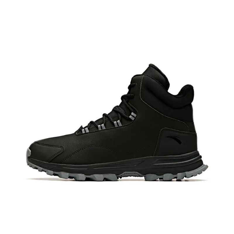 Anta Anti Slip And Wear Resistant Height Increasing Warm High Top Sports Casual Shoes Black-0