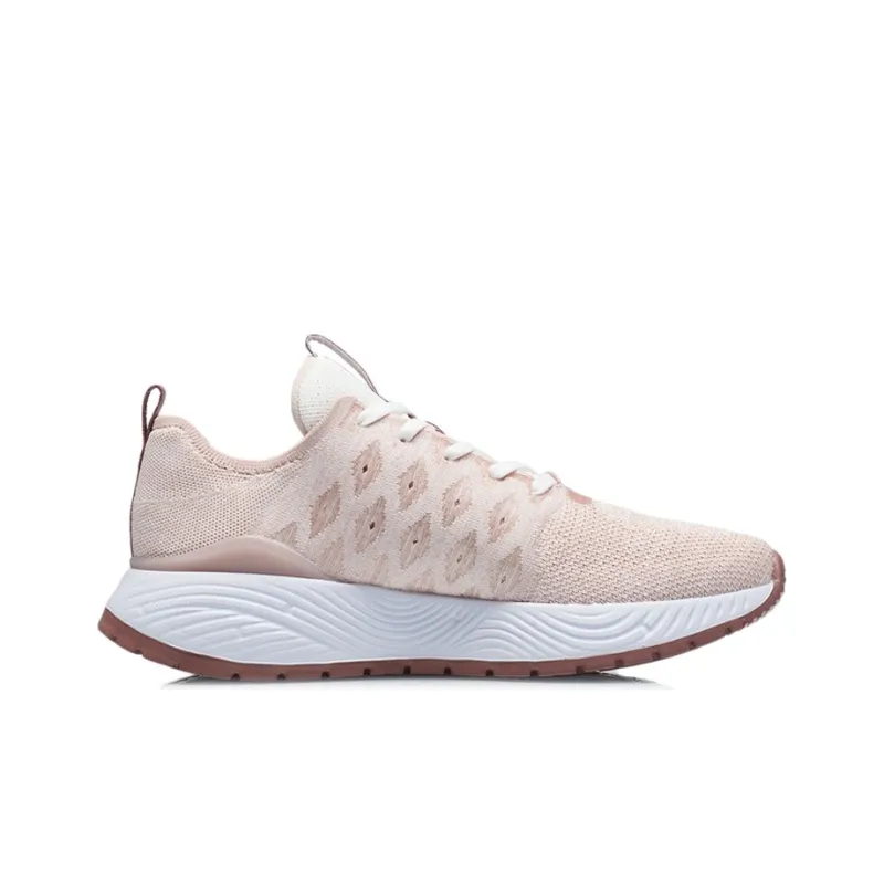 LiNing Soft Soft Cushioned Anti Slip Wear Resistant Breathable Lightweight Low Top Casual Shoes Women's Pink White-1
