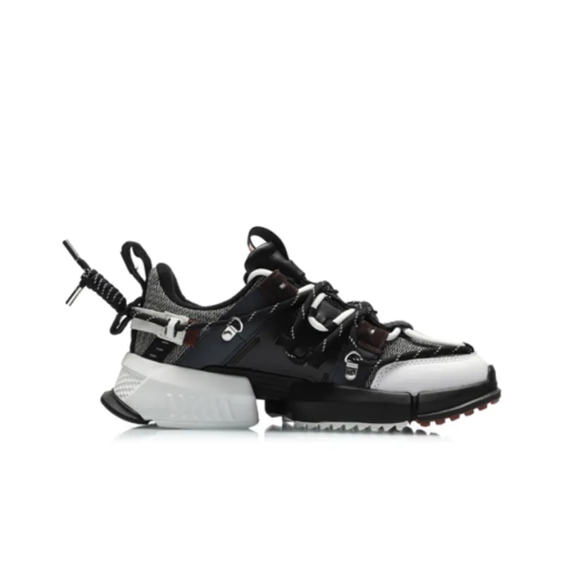 LiNing Cherry Blossom Durable Breathable Low Top Casual Shoes Unisex Black Gray-1