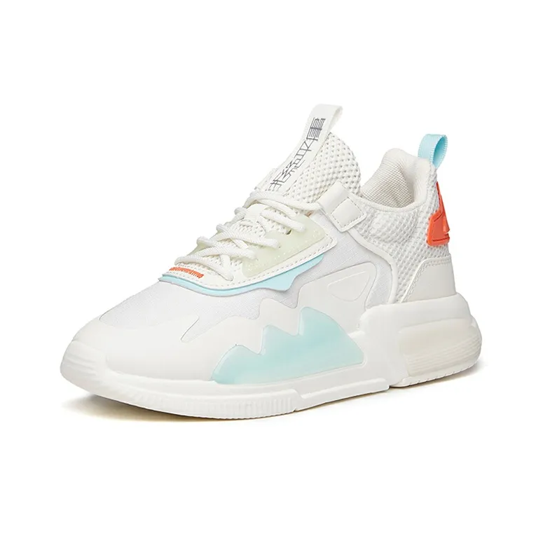 Anta Anti Slip Wear Resistant Cushioning Breathable Low Top Casual Shoes Women's White Blue Orange Multicolor-1