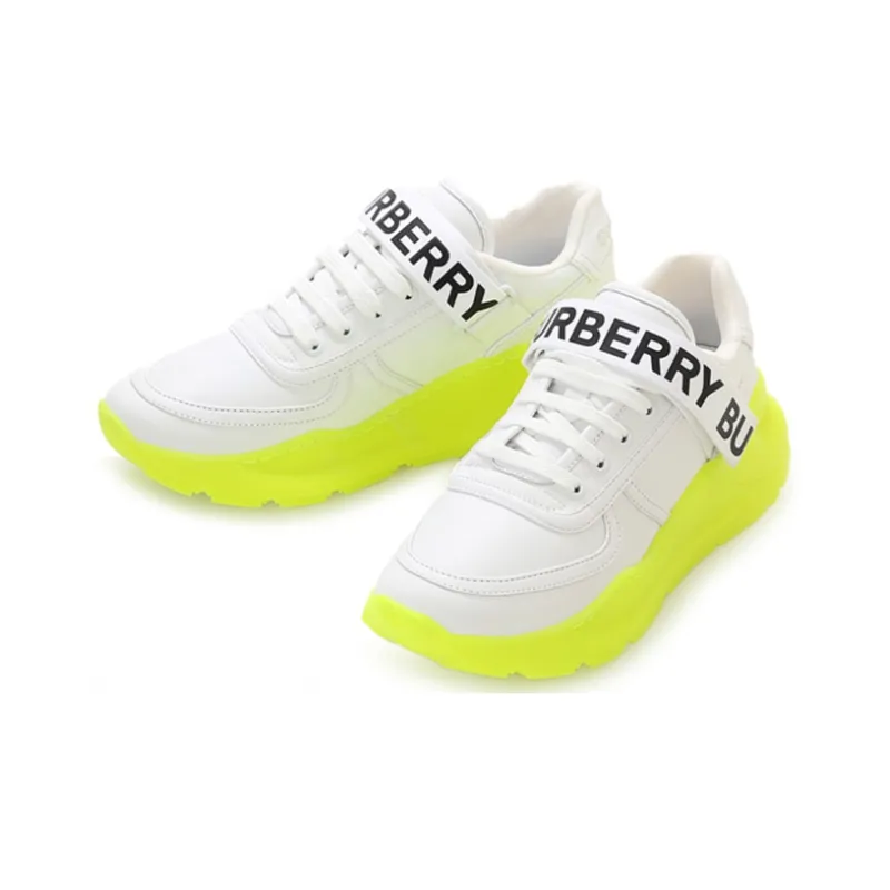 Burberry Women's Ronnie Sneaker 'Optic White Neon Green' Women's-2