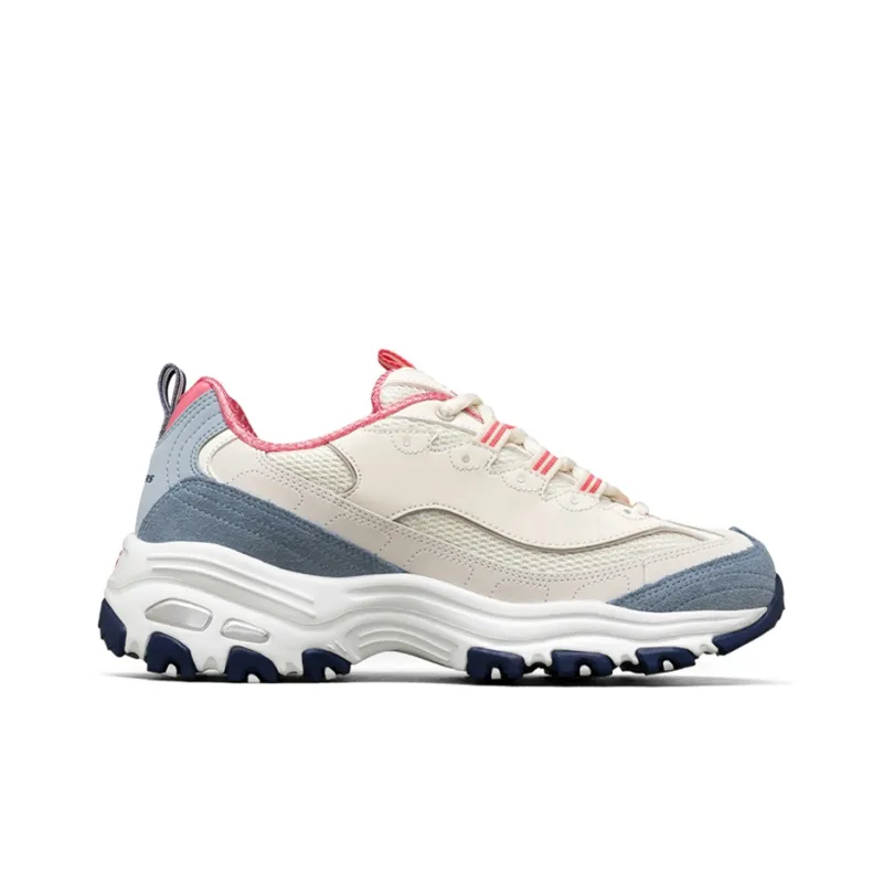 Skechers D'LITES 1.0 Milk Tea Bear Blueberry Liqueur Abrasion Resistant Low Top Casual Shoes Women's Blue-1