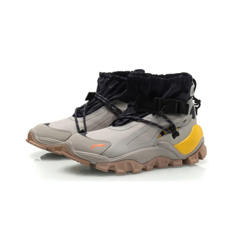 LiNing Casual Shoes Men High Top Silver Fish Gray/Black/Yellow-2