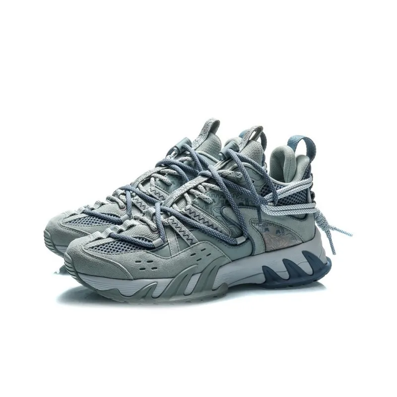 LiNing Slip-Resistant Breathable Low-Top Casual Shoes Men's Gray Mist Green-2